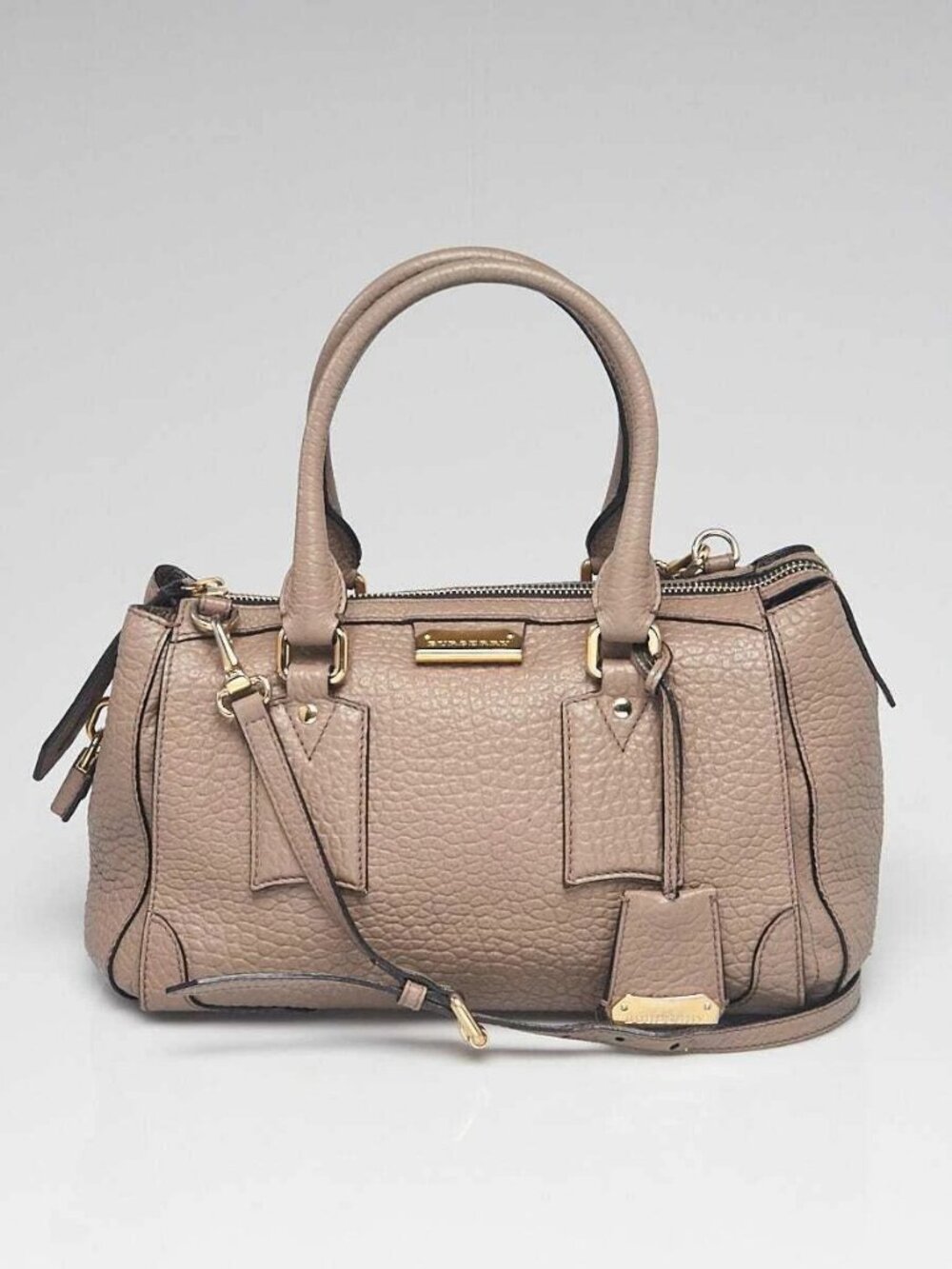 Burberry Grey Heritage Grain Leather Small Gladstone Bag